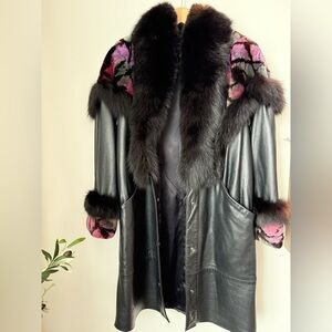 Norma Canada Stylish Black Leather Jacket with  Fur Trim , Size M